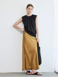 Press Pleated Sleeveless Tops_BDHL6144