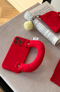 Red Leather Wristband iPhone Case with Cotton Filling_HL3268