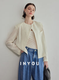 Asymmetrical Jacquard Short Jacket_BDHL6061