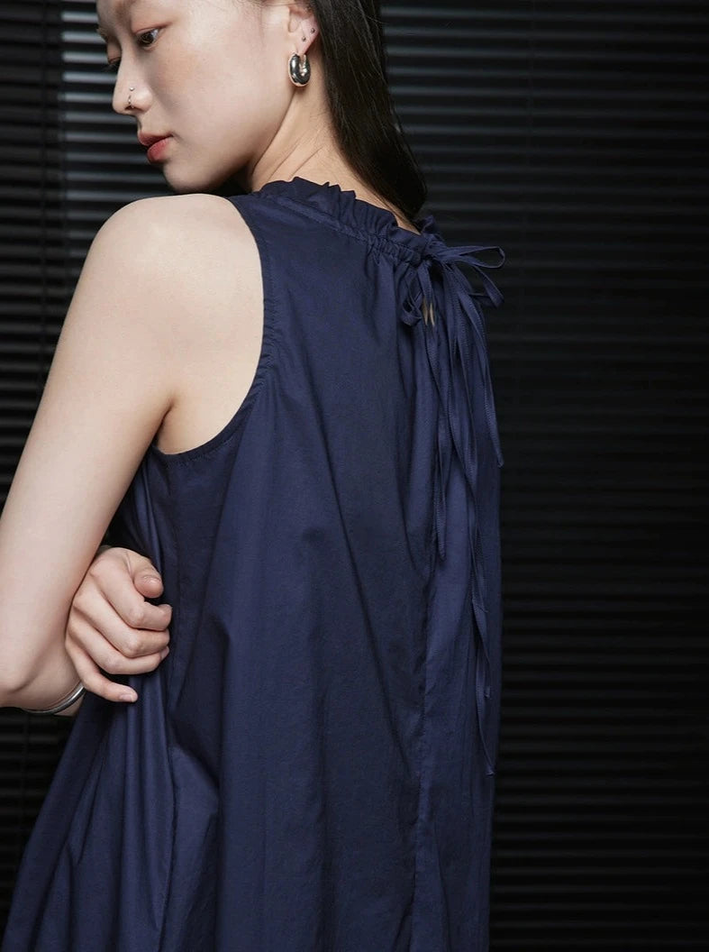 Navy Sleeveless Long Dress_BDHL6034