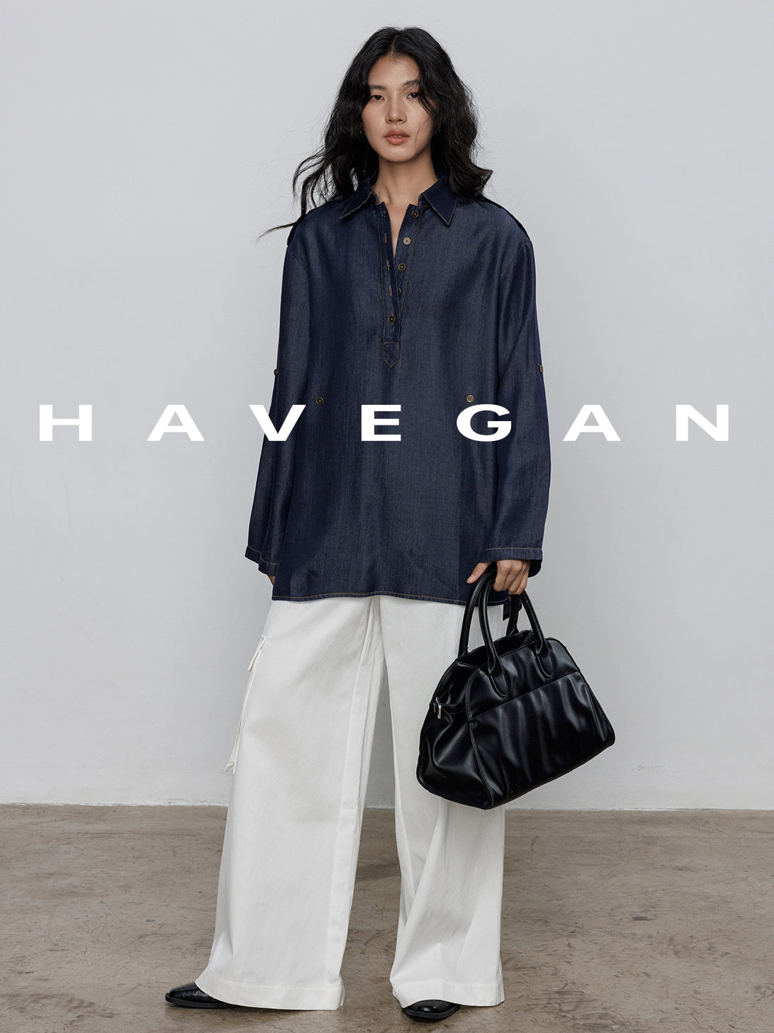 Denim Long-Sleeved Denim Shirt_BDHL7710