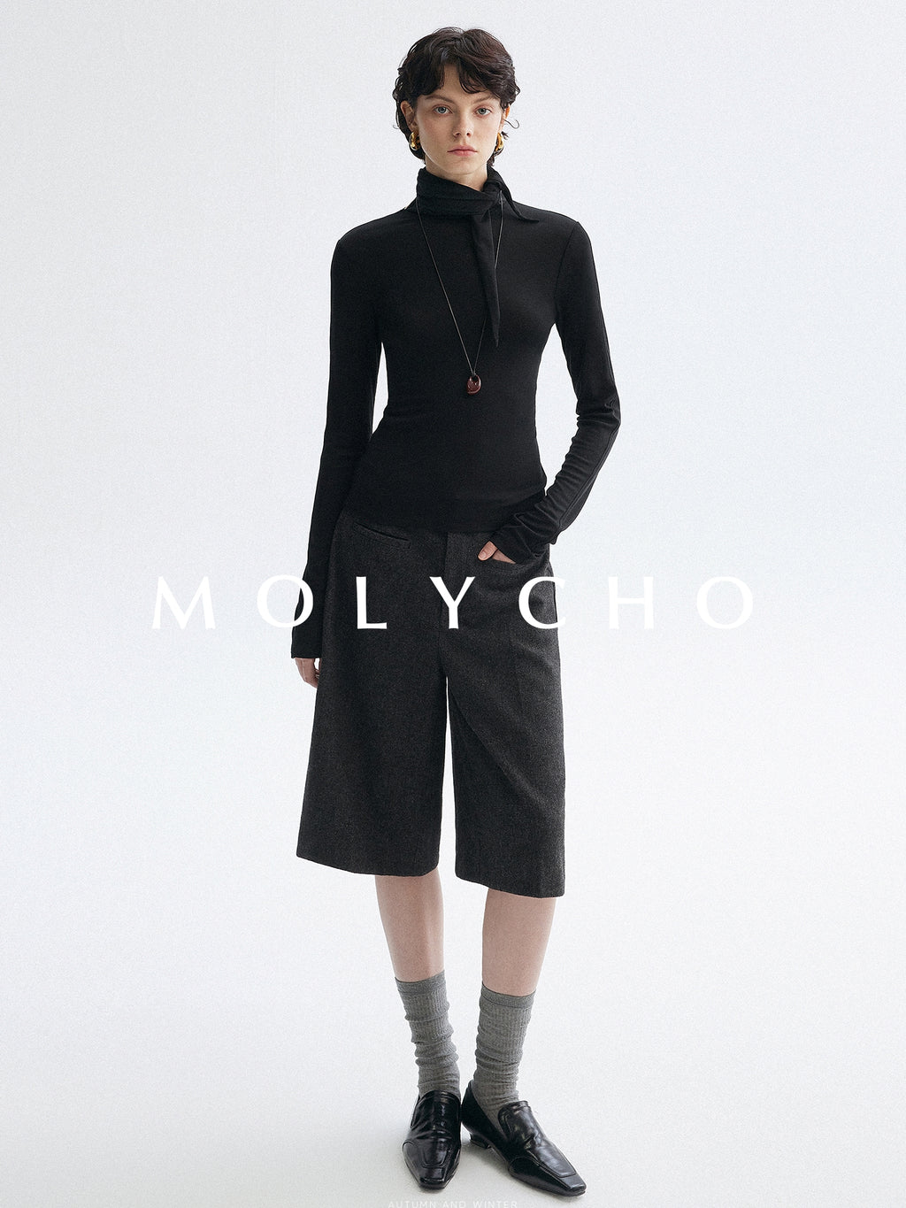 高領繫帶上衣_BDHL7951