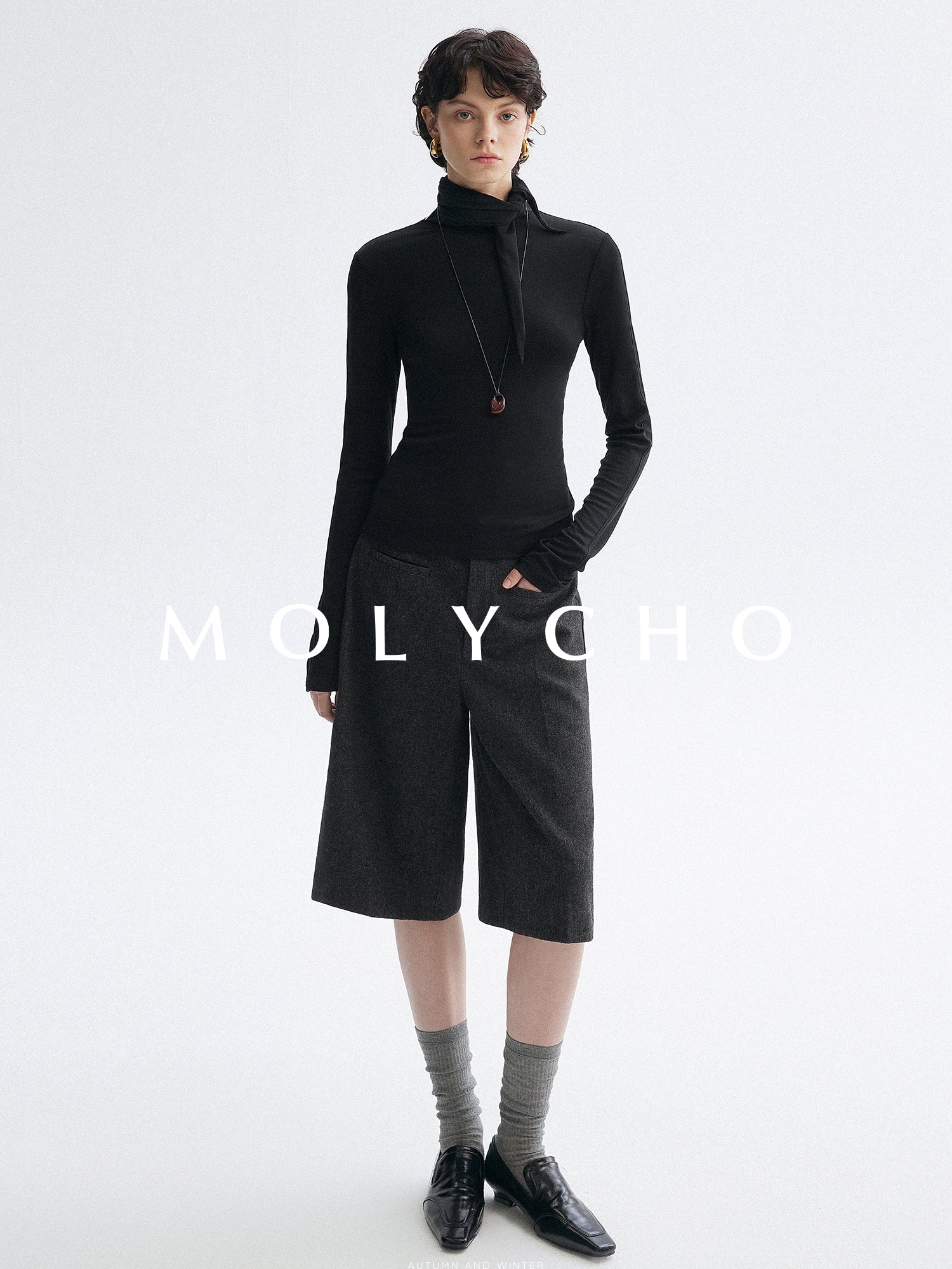 高領繫帶上衣_BDHL7951