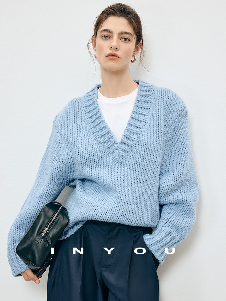 厚款V領針織上衣_BDHL7906
