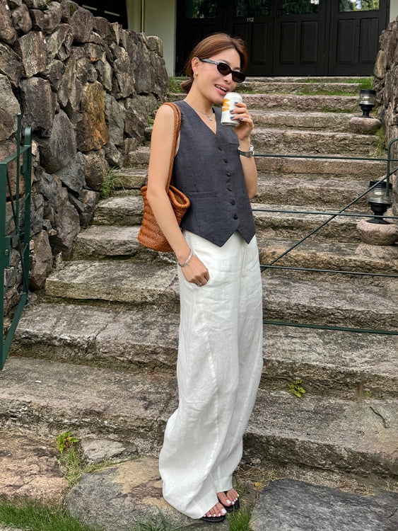 V-Neck Multi-Button Vest_BDHL7614