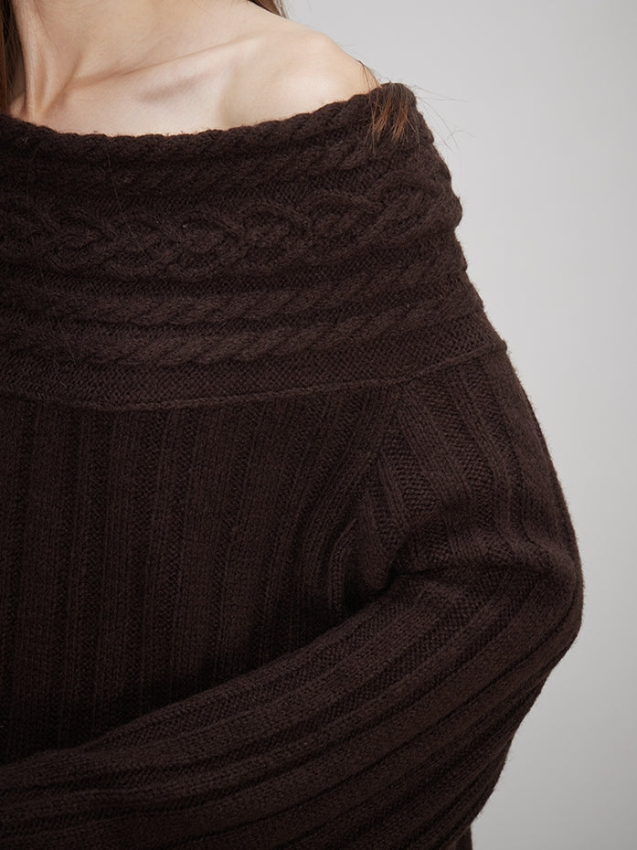 Off-Shoulder Knit Tops Or Knit Waist Skirt_BDHL7992