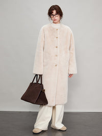 Round Collar Fur Mid-Length Jacket_BDHL6702