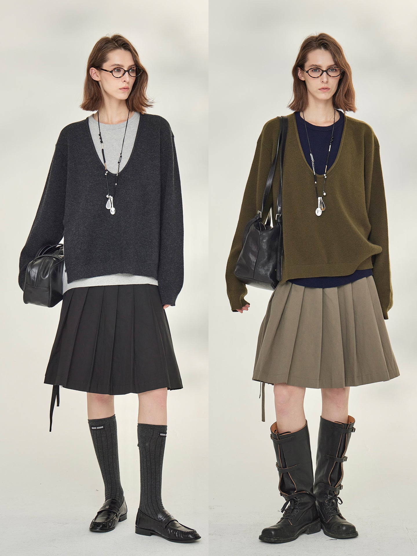 Two-Piece Style U-Neck Knit Tops_BDHL7746
