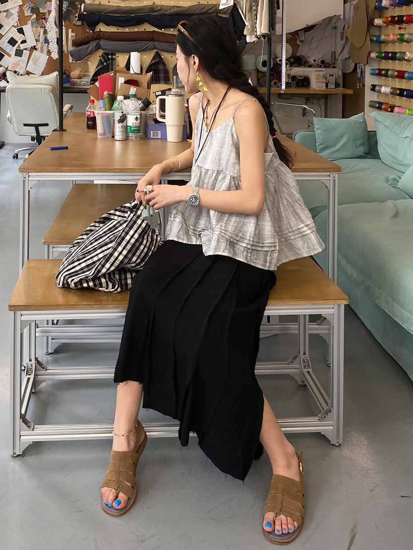 Splicing Draped A-Line Skirt_BDHL7542