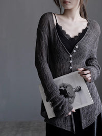 Knitted Cardigan And Lace Camisole Set_BDHL7414