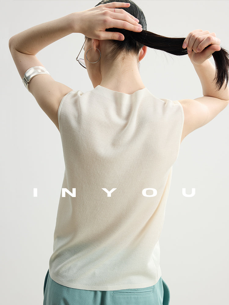 Round Neck Slim Sleeveless Tops_BDHL7484