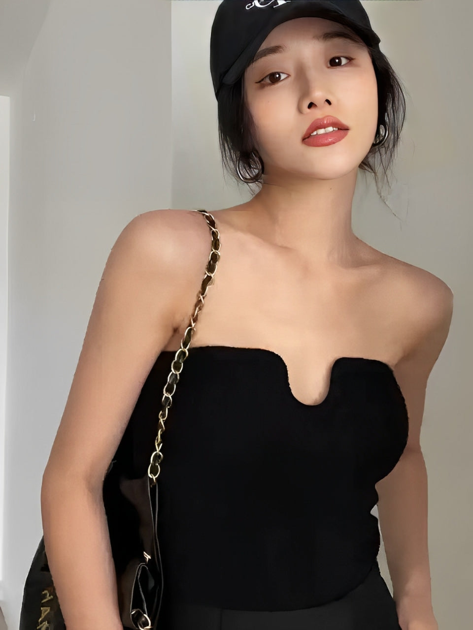 U-Neck Knitted Tube Top_BDHL7114