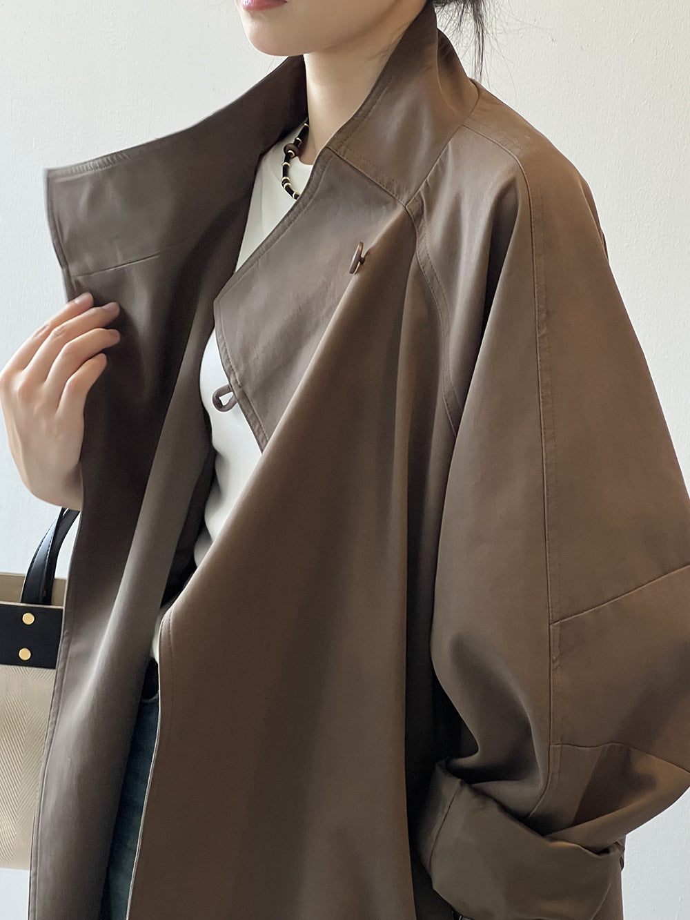 Retro Stand Collar Trench Coat_BDHL7126