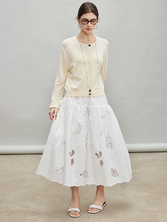 Embroidered Hollow A-Line Skirt_BDHL7184