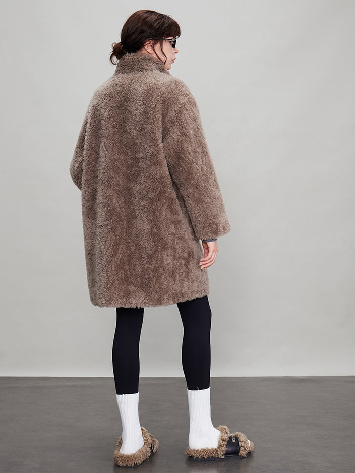 Stand Collar Thick Fur Long Jacket_BDHL6924