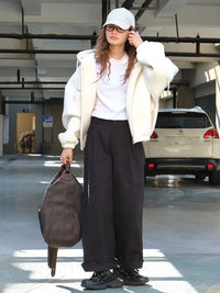 Black Loose Silhouette Pants_BDHL6526