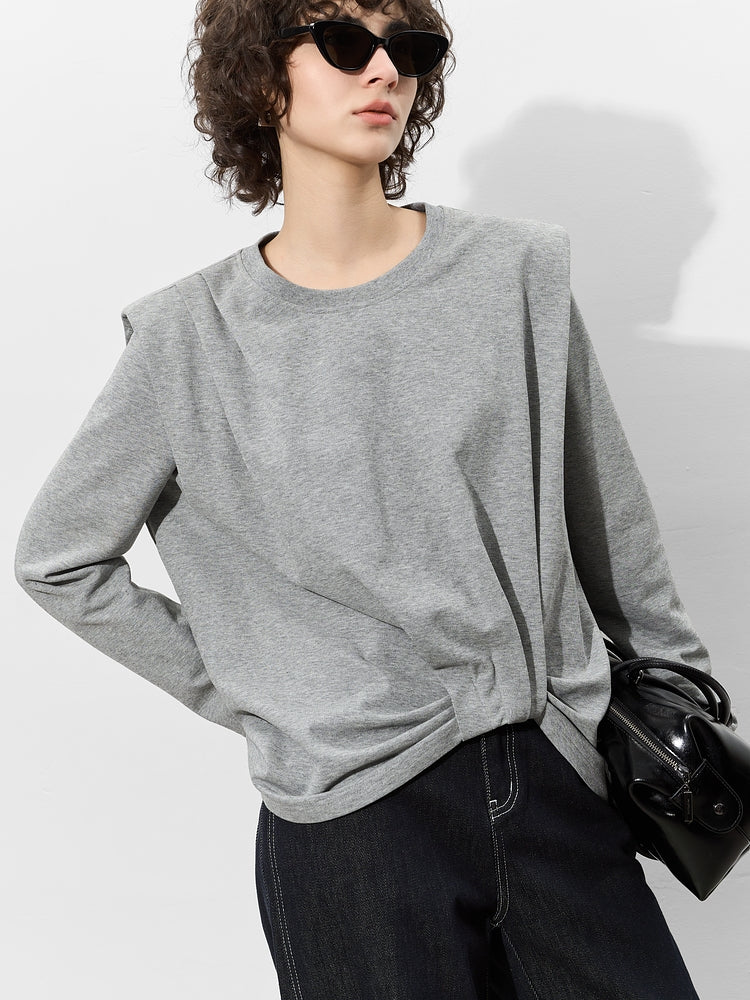 Asymmetric Round Neck Sweatshirt_BDHL7014