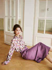 Purple Slim Long Skirt_BDHL6014