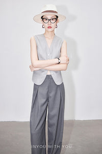 Thin Sleeveless Button Vest_BDHL6021