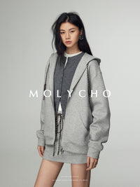 Loose Hooded Sweatshirt Jacket_BDHL6891