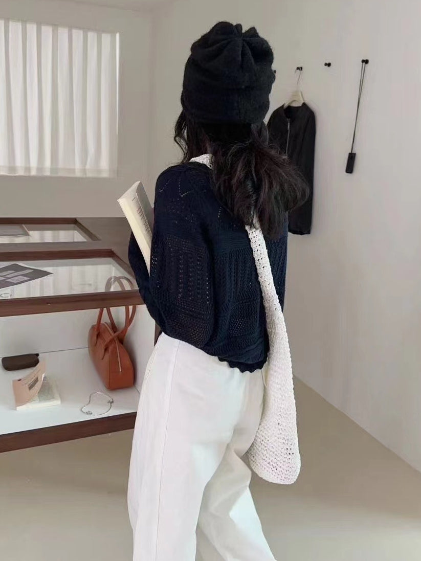 Hollow Knit Short Cardigan_BDHL7741
