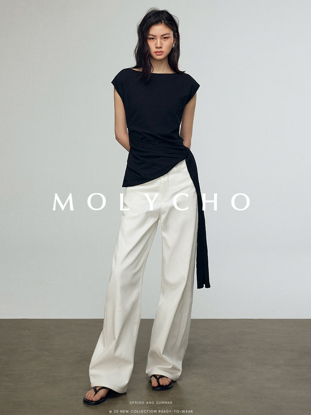 Asymmetrical Waist Strap Tops_BDHL7240