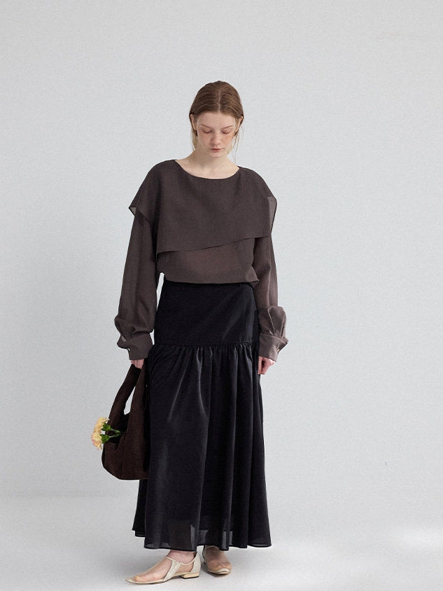 Asymmetrical Loose-Collar Blouse_BDHL8155