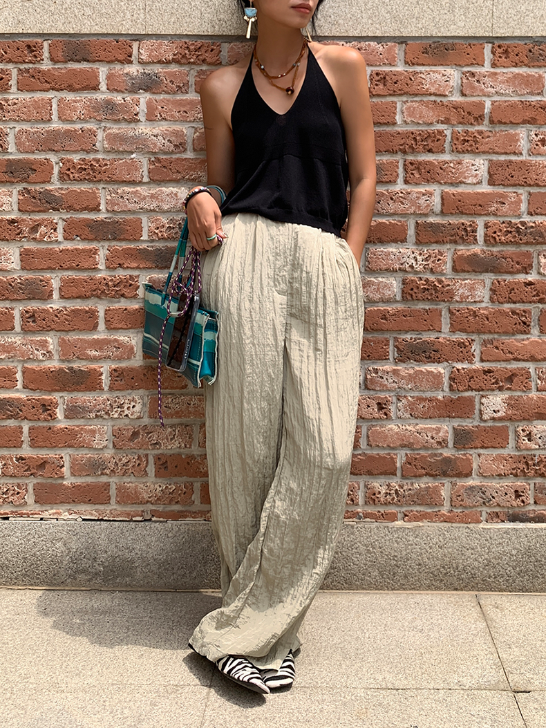 Thin Pleated Wide Leg Pants_BDHL6138