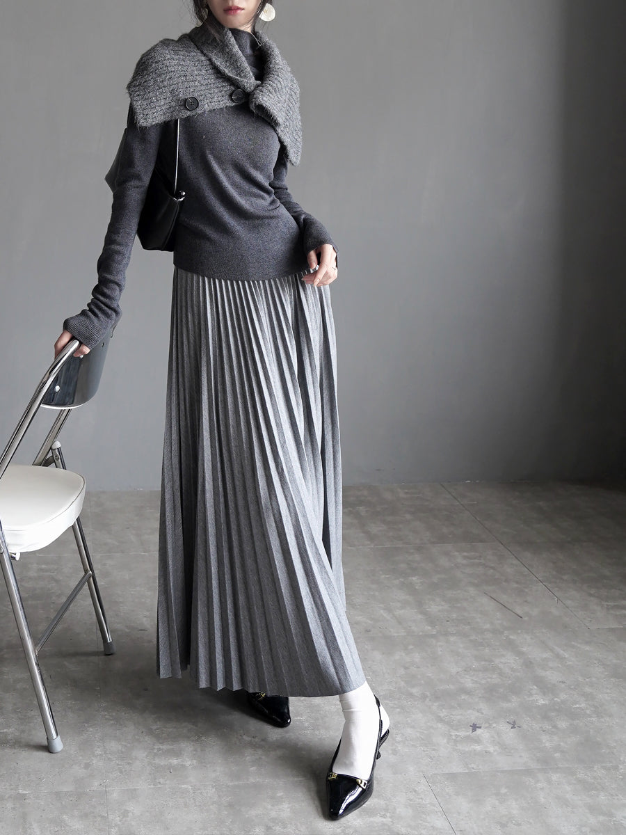 High-Waisted Pleated Maxi Skirt_BDHL7931