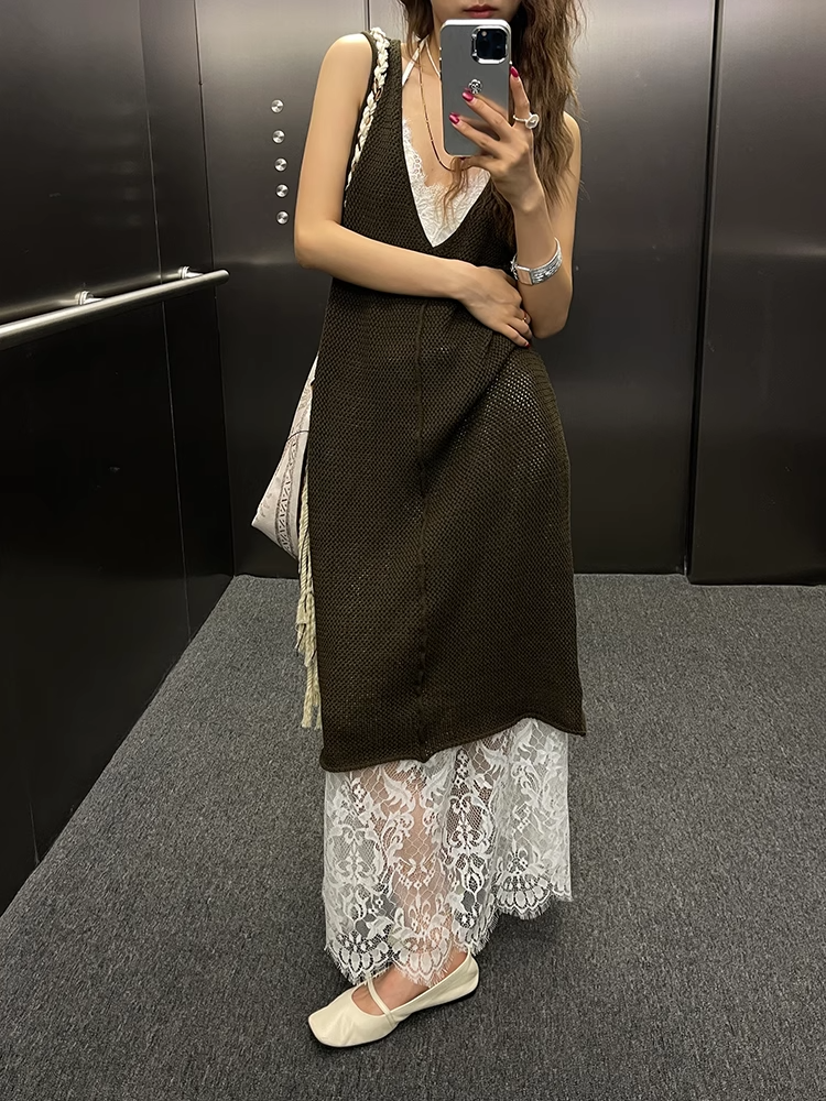 Mesh Sleeveless Dress_BDHL7405
