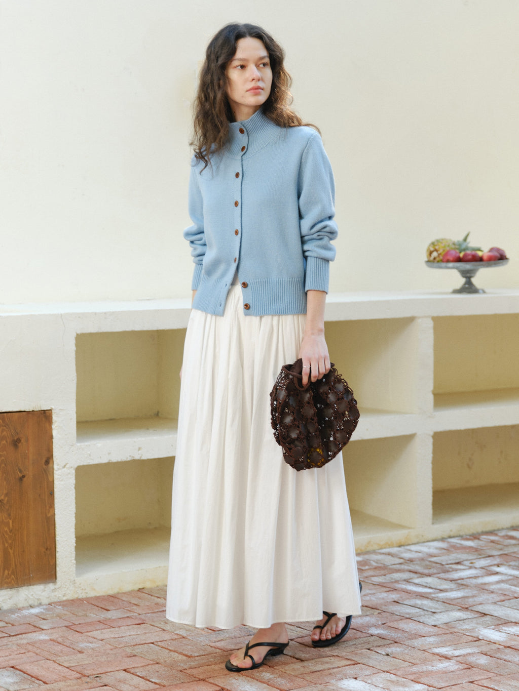 High-Neck Knitted Cardigan_BDHL8110