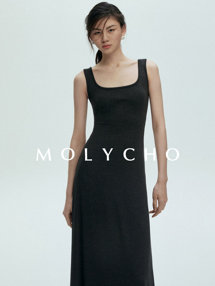 Square Neck Sleeveless Dress_BDHL7397