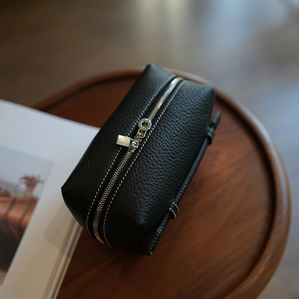 [Low in stock] Natural Leather Zip Pouch_BDHL8187