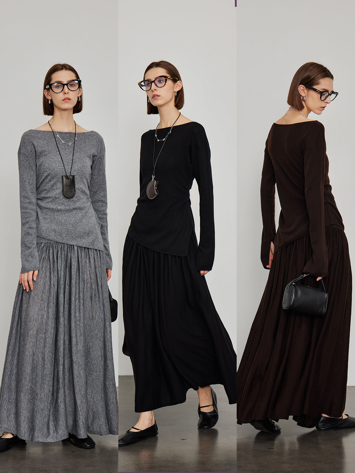 Knitted Slit Tops or Pleated Skirt_BDHL6450 – HELROUS