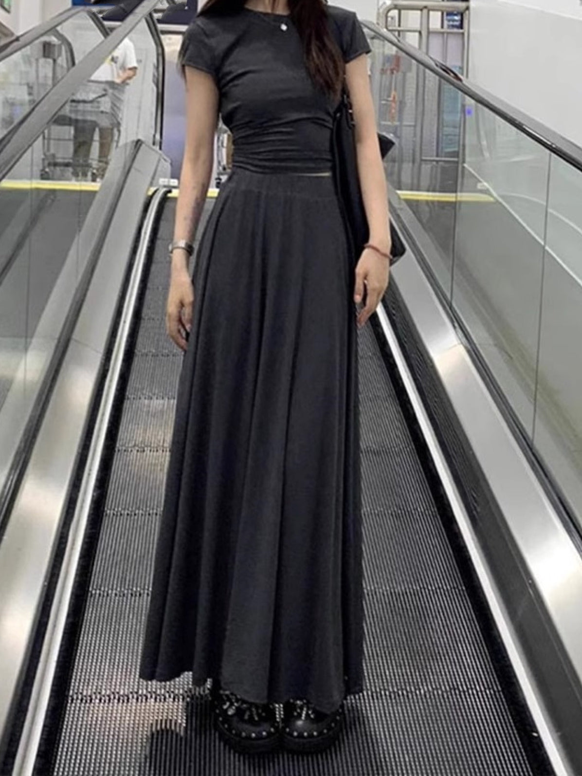 Short-Sleeved Tops And Long Skirt Set_BDHL7553