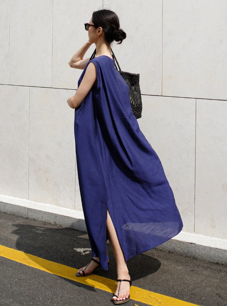 Loose Slit Sleeveless Dress_BDHL6266