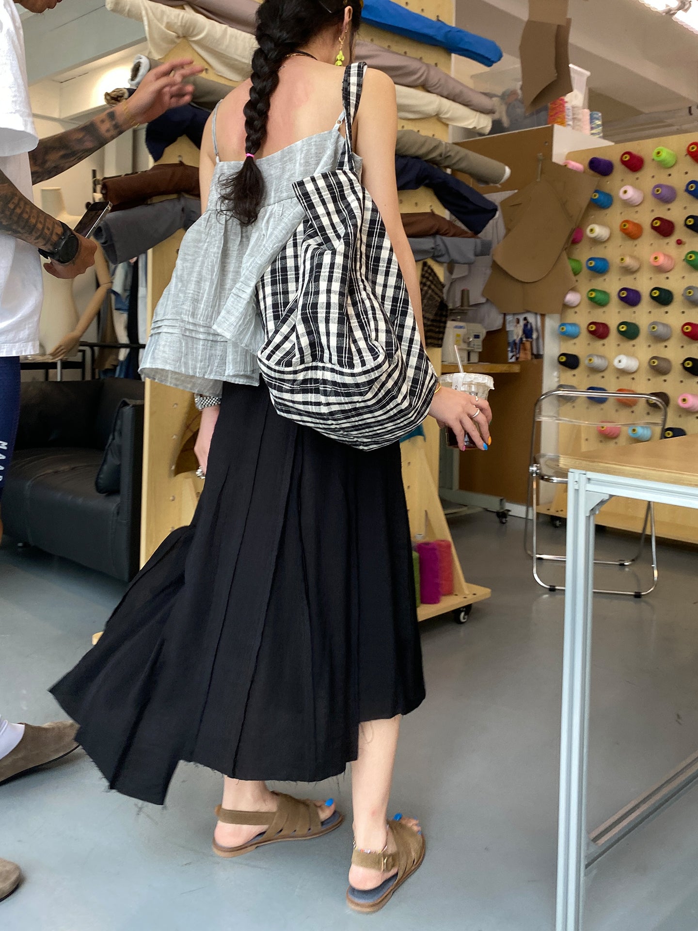 Splicing Draped A-Line Skirt_BDHL7542