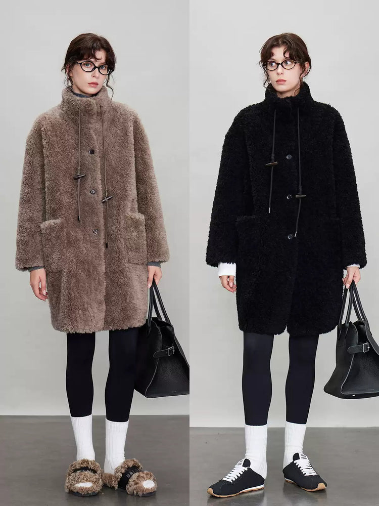 Stand Collar Thick Fur Long Jacket_BDHL6924