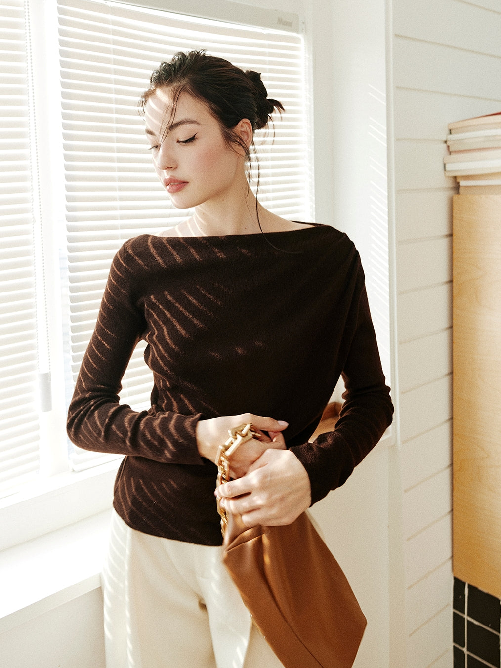 Asymmetrical One-Shoulder Knit Tops_BDHL7997