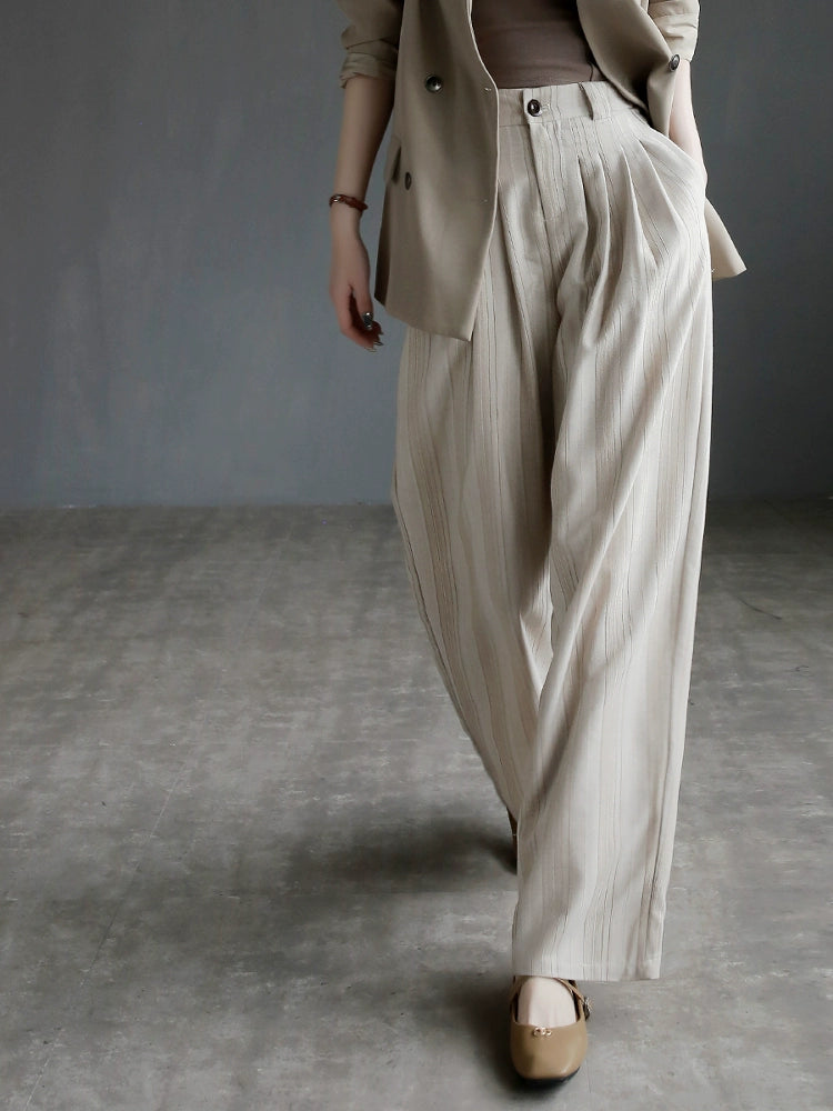 Three-Dimensional Striped Drape Wide-leg Pants_BDHL7286