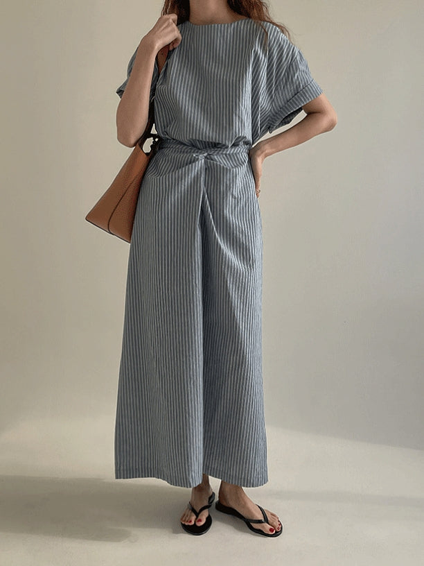 Waist Cross Stripe Dress_BDHL7554