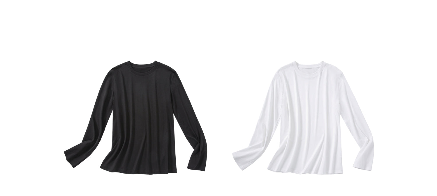 Slim Round Neck Long Sleeve Tops_BDHL7665