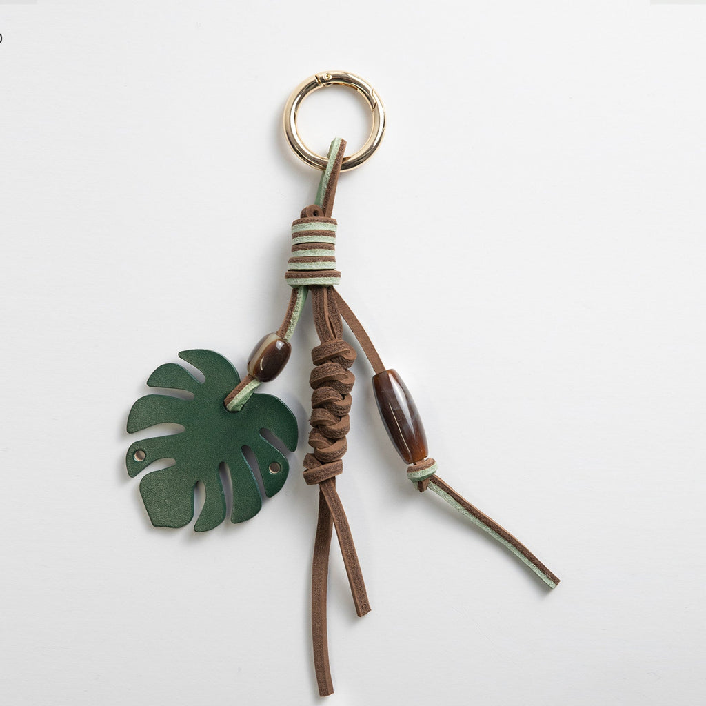 Monstera Leaf Leather Bag Charm_BDHL8429