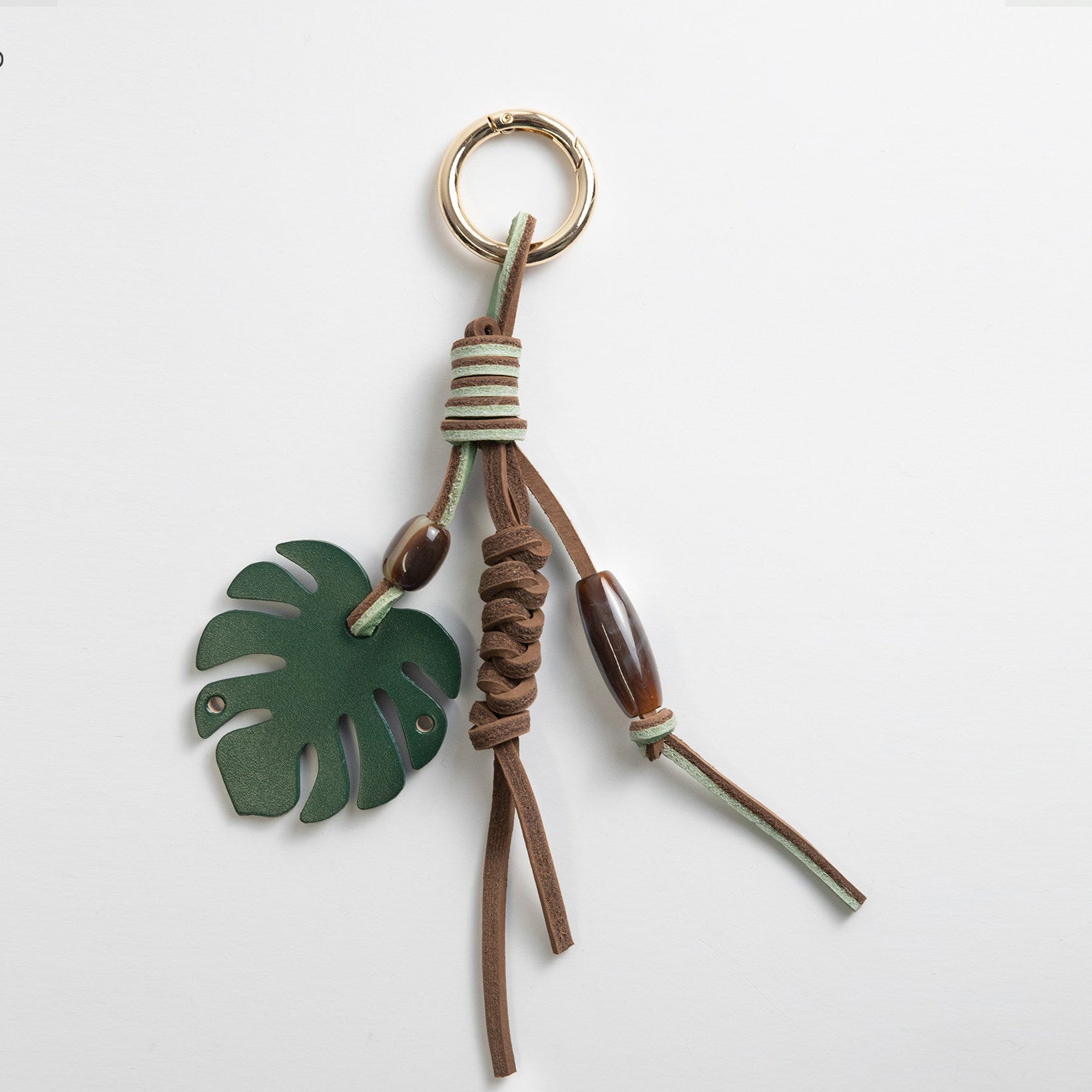 Monstera Leaf Leather Bag Charm_BDHL8429