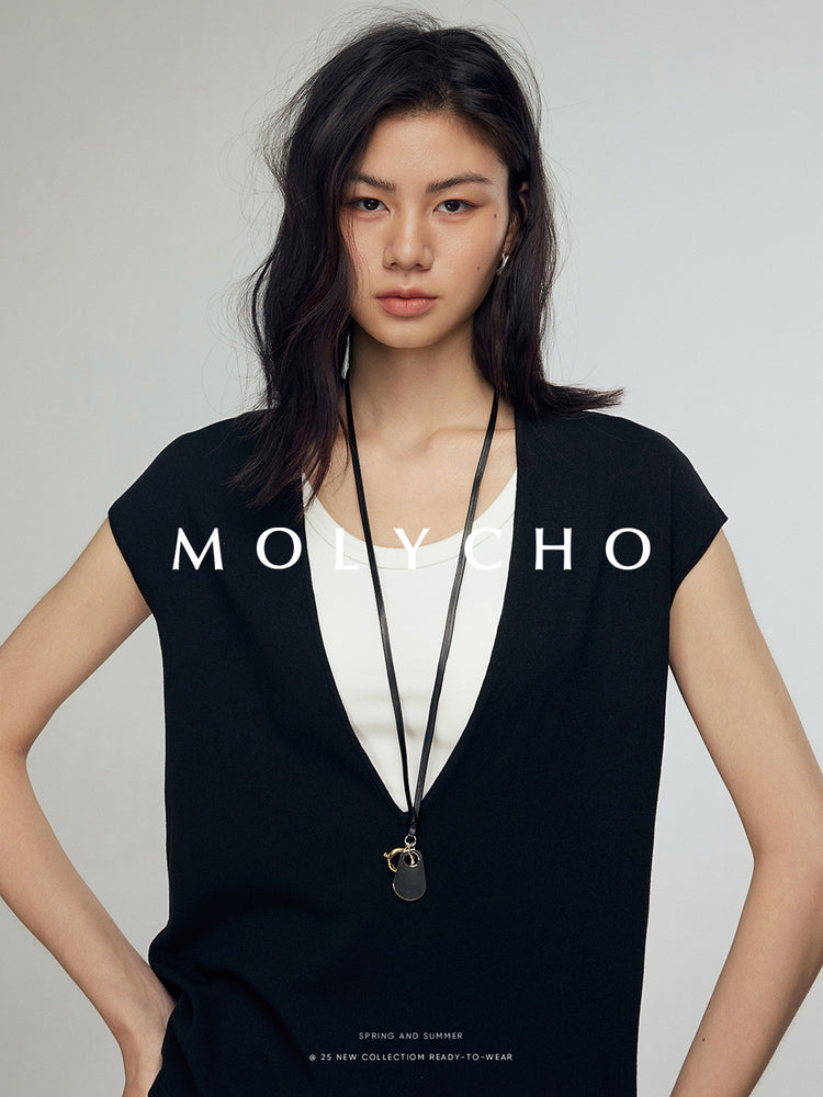 Deep V-Necks Knitted Vest_BDHL7242