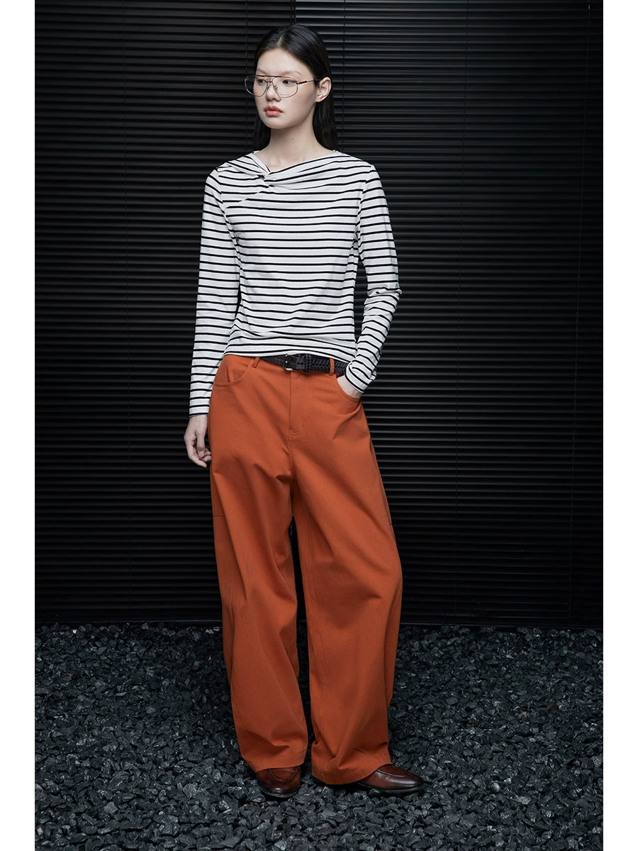 Asymmetric Stripe Long Sleeve Top_BDHL7645