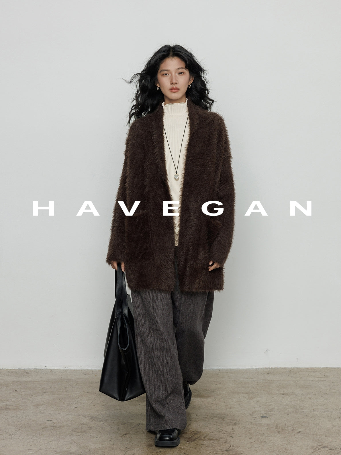 無領抓絨長版開襟衫_BDHL7971