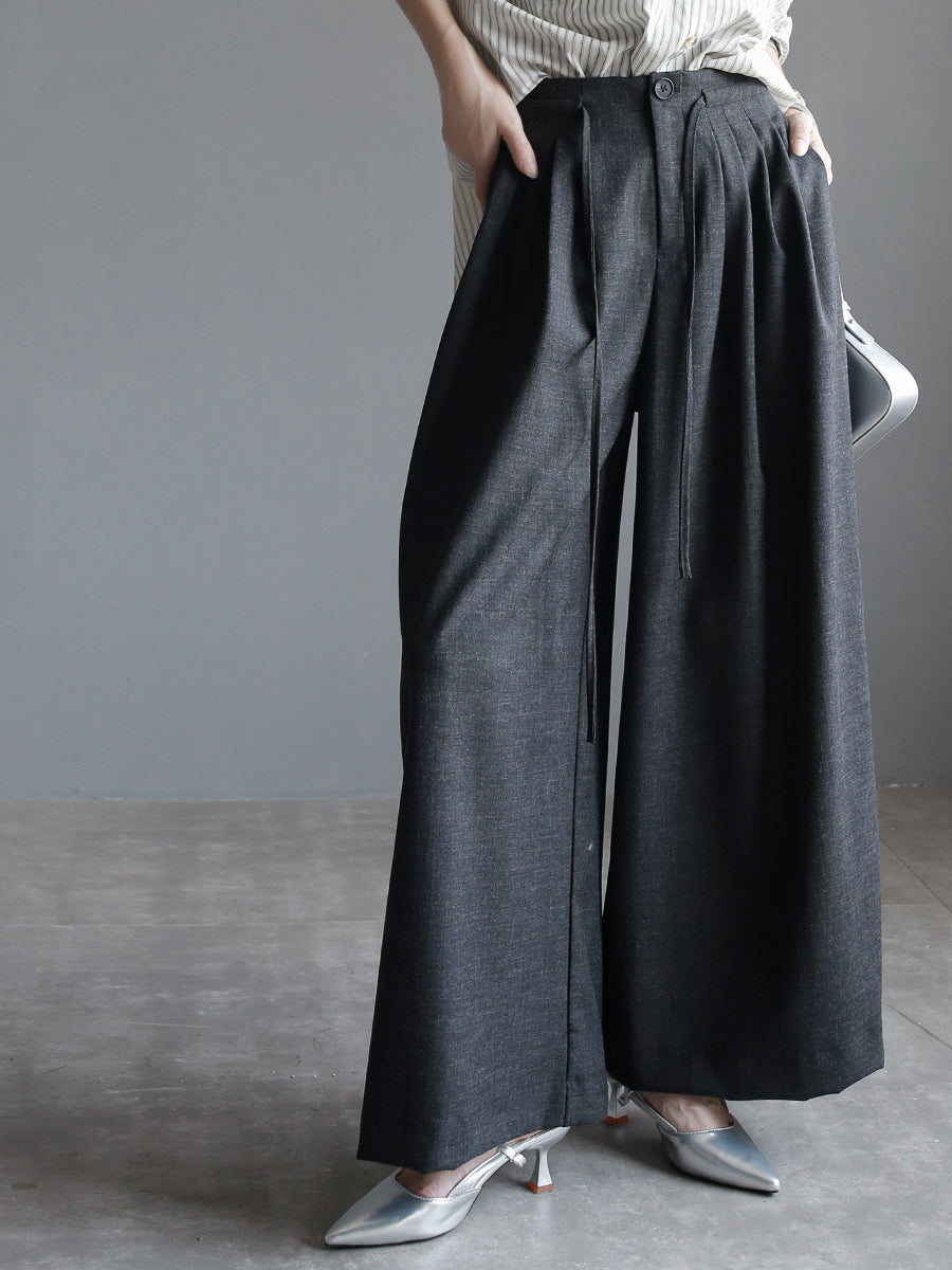 Pleated Drawstring Wide Pants_BDHL7763