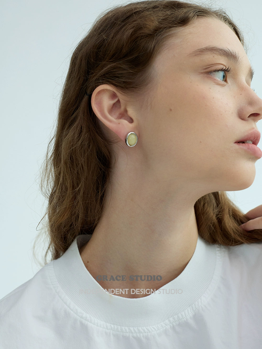 Natural Gem Dome Pierced Earring_BDHL7672