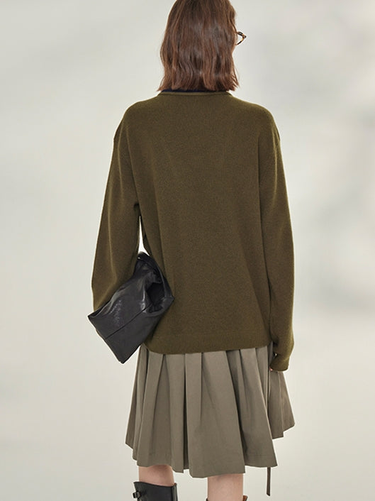 Two-Piece Style U-Neck Knit Tops_BDHL7746